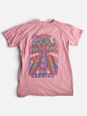 Cotton On Pink Retro 70s Cosmico Psychedelic Graphic Tee Small